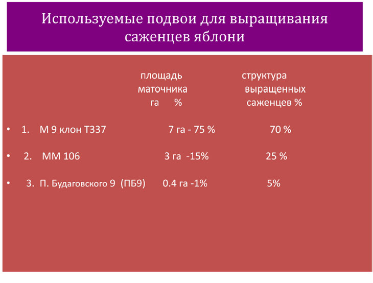 ситуация с подвоями яблонь указана на рисунке ниже.